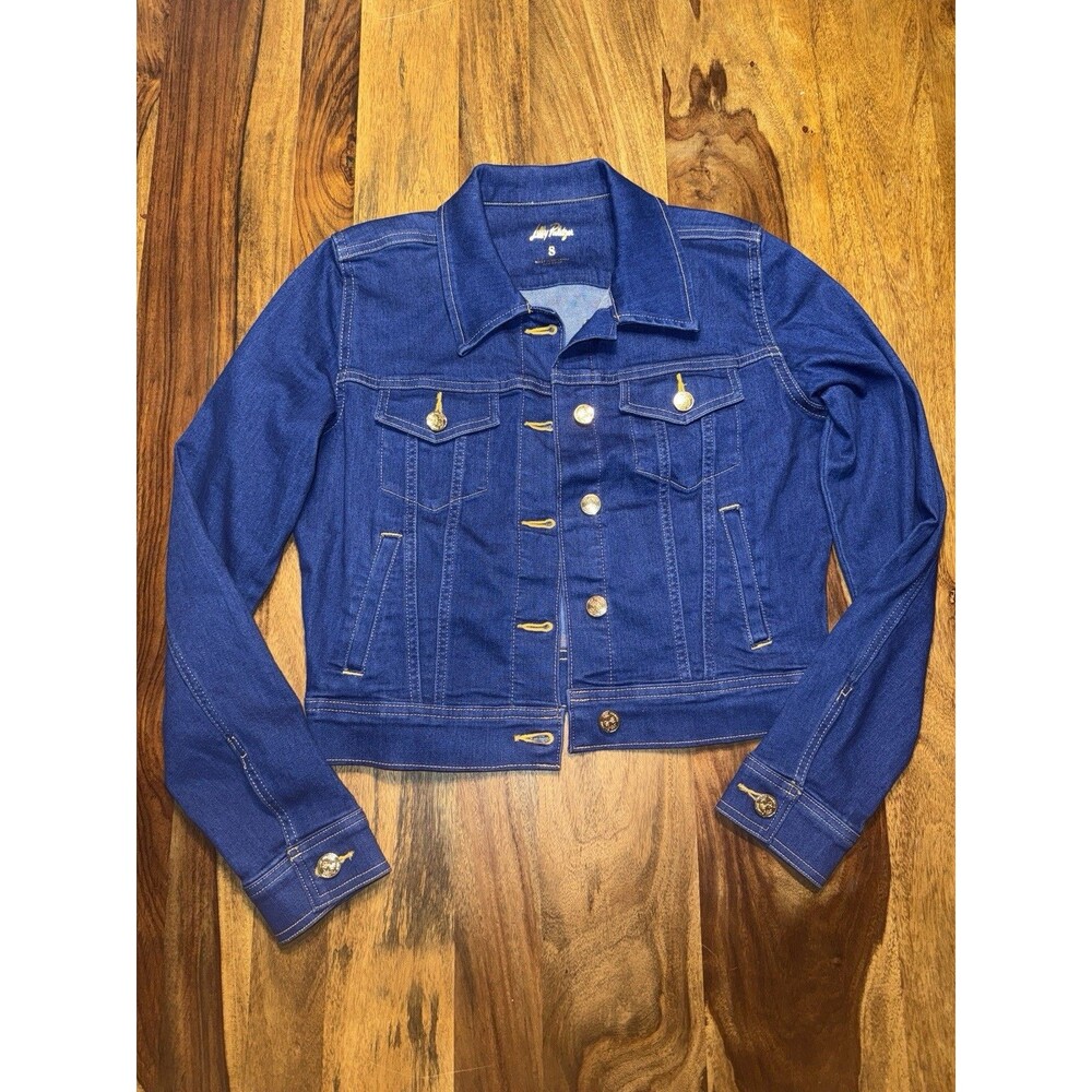 Lilly Pulitzer Women's Vibrant Blue Jean Jacket S Short Button Front Collared